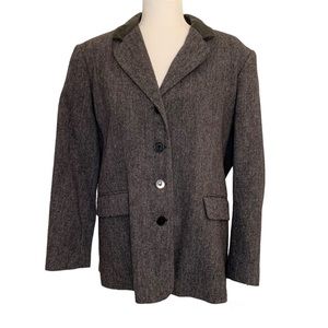 Sandro | Faux Leather Collar Wool Blazer Size 16W